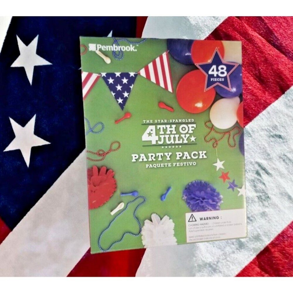 Patriotic Americana Party Pack 48 Pieces Red White & Blue Banners Garland & More